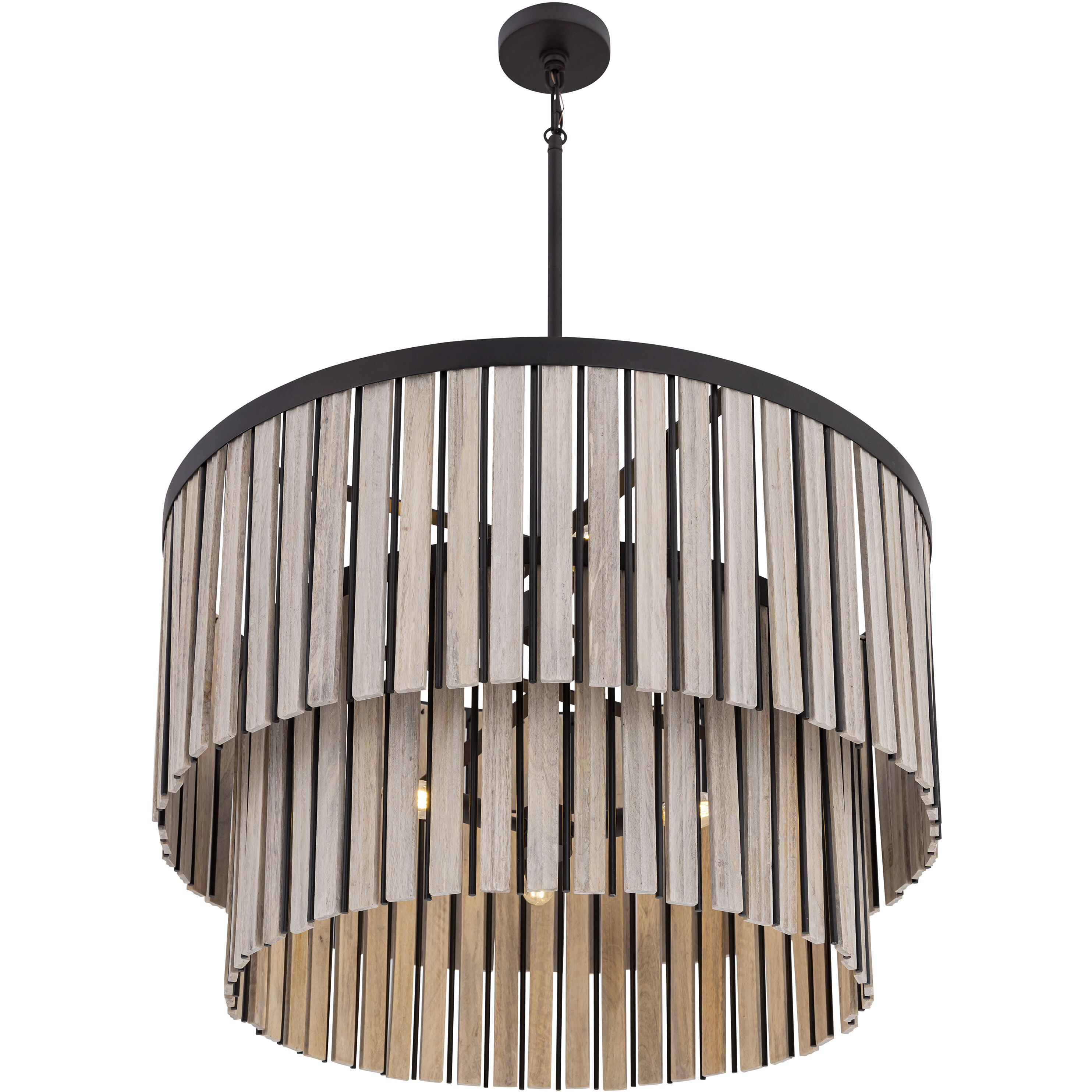 Esbelta 6 Light 30.25 inch Dark Bronze and Whitewashed Wood Pendant Ceiling Light