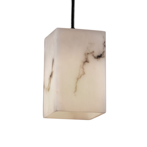 LumenAria 1 Light 5 inch Matte Black Pendant Ceiling Light in Black Cord, Tall Tapered Square