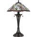 Tiffany 25 inch 75 watt Vintage Bronze Table Lamp Portable Light, Naturals