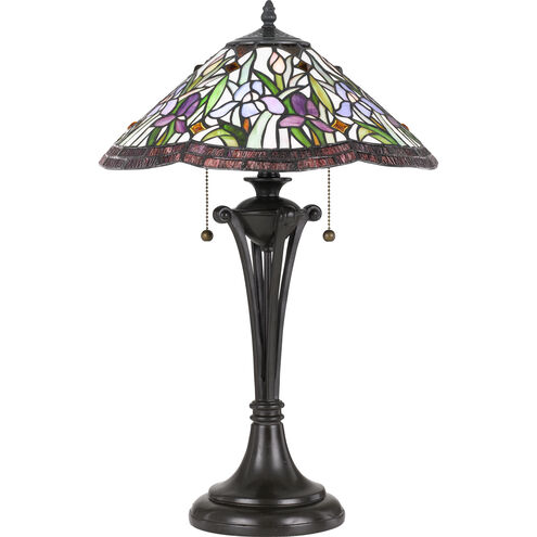 Tiffany 25 inch 75 watt Vintage Bronze Table Lamp Portable Light, Naturals