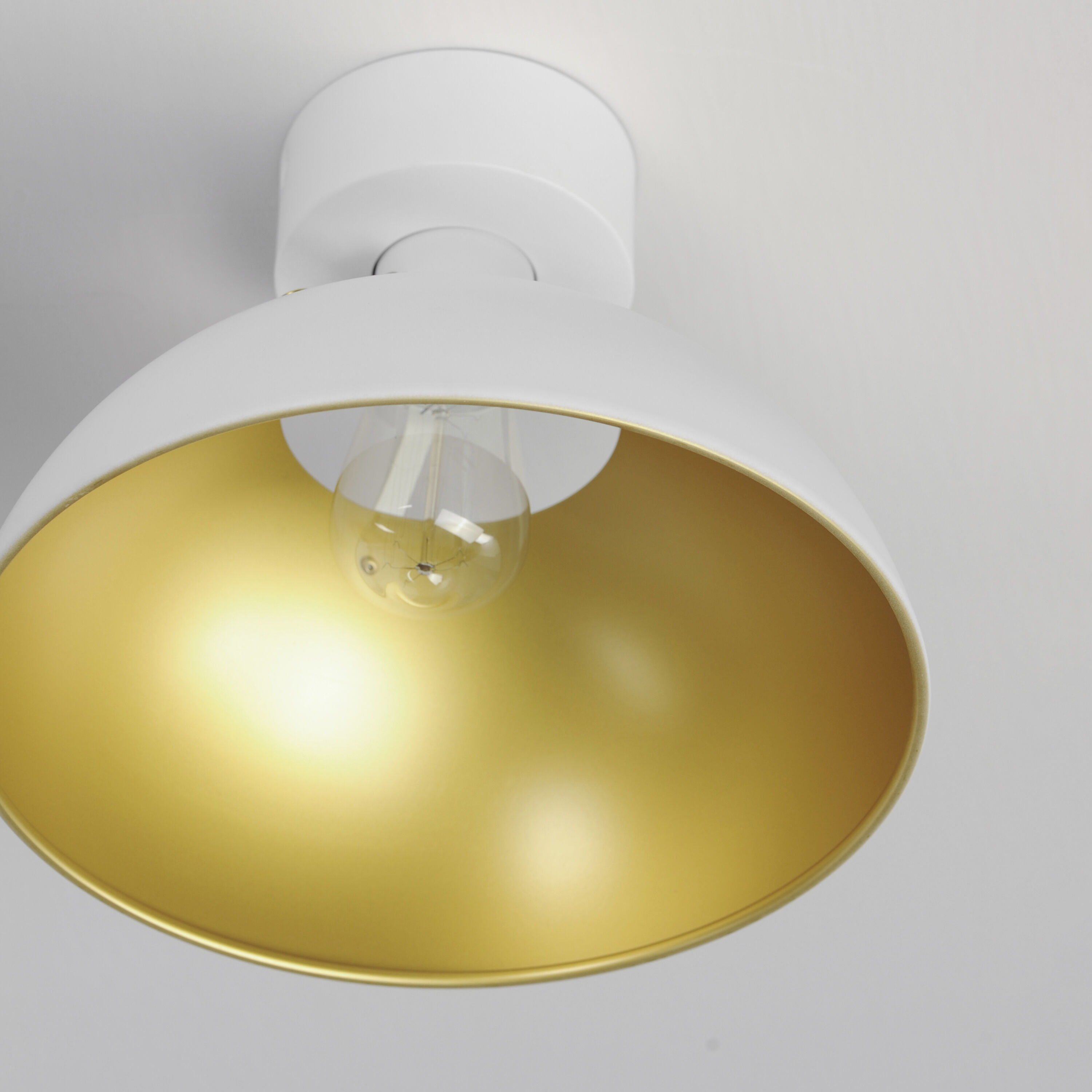 Dawn 1 Light 12 inch White/Satin Brass Semi-Flush Mount Ceiling Light in White and Satin Brass