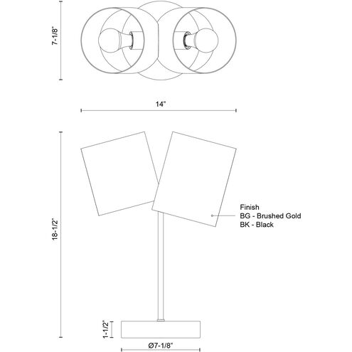 Keiko 18.5 inch 120 watt Black Table Lamp Portable Light