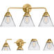 Nouveau 2 Large Cone LED 25.75 inch Satin Gold Bath Vanity Light Wall Light in Clear Glass