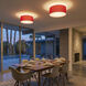 Stretch 1 Light 17 inch Weathered Brass Flush Mount Ceiling Light in Crimson Red Linen