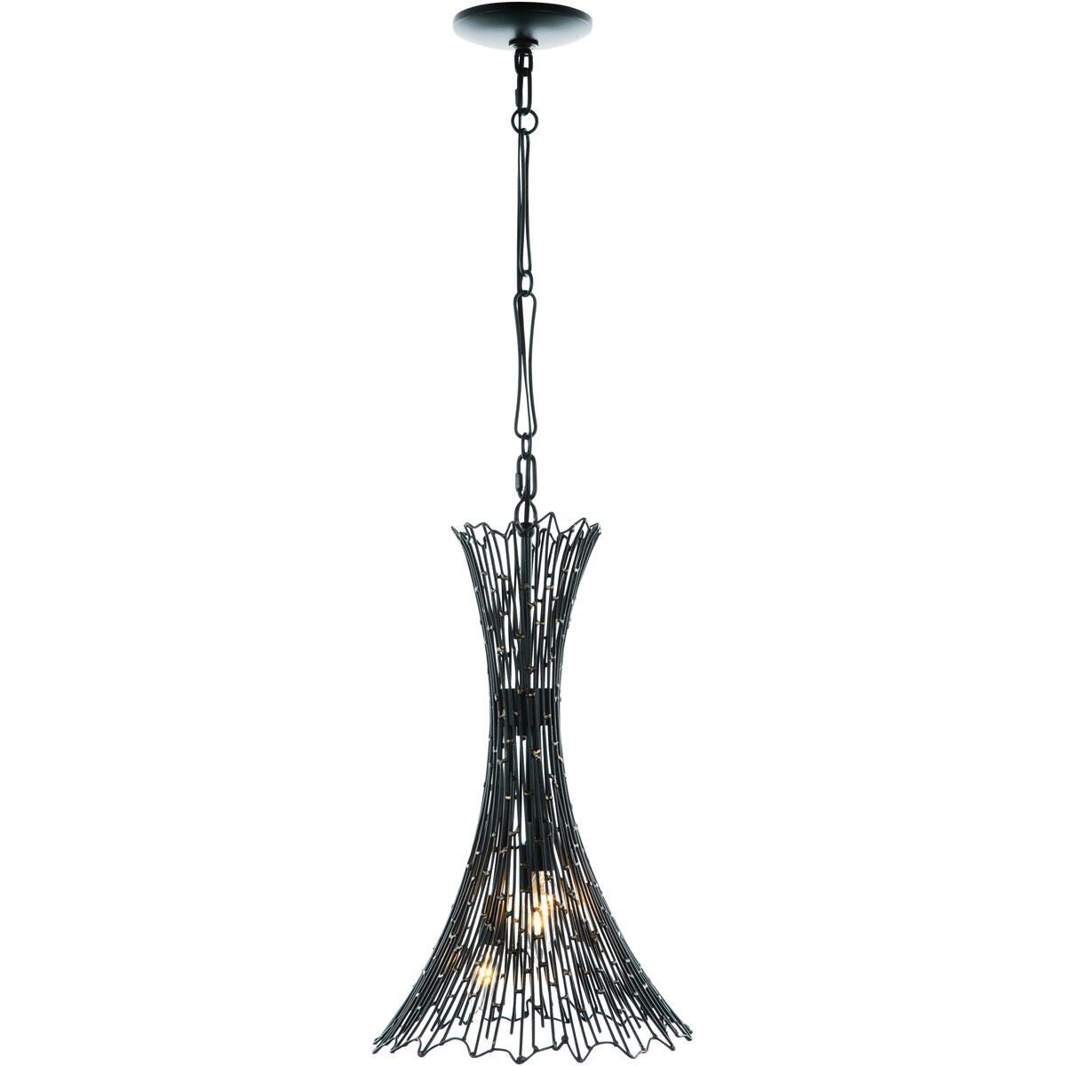 Rikki 3 Light 13 inch Carbon and Aged Gold Pendant Ceiling Light
