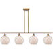 Ballston Farmhouse Rope 4 Light 48 inch Brushed Brass Island Light Ceiling Light in White Glass with White Rope, Ballston