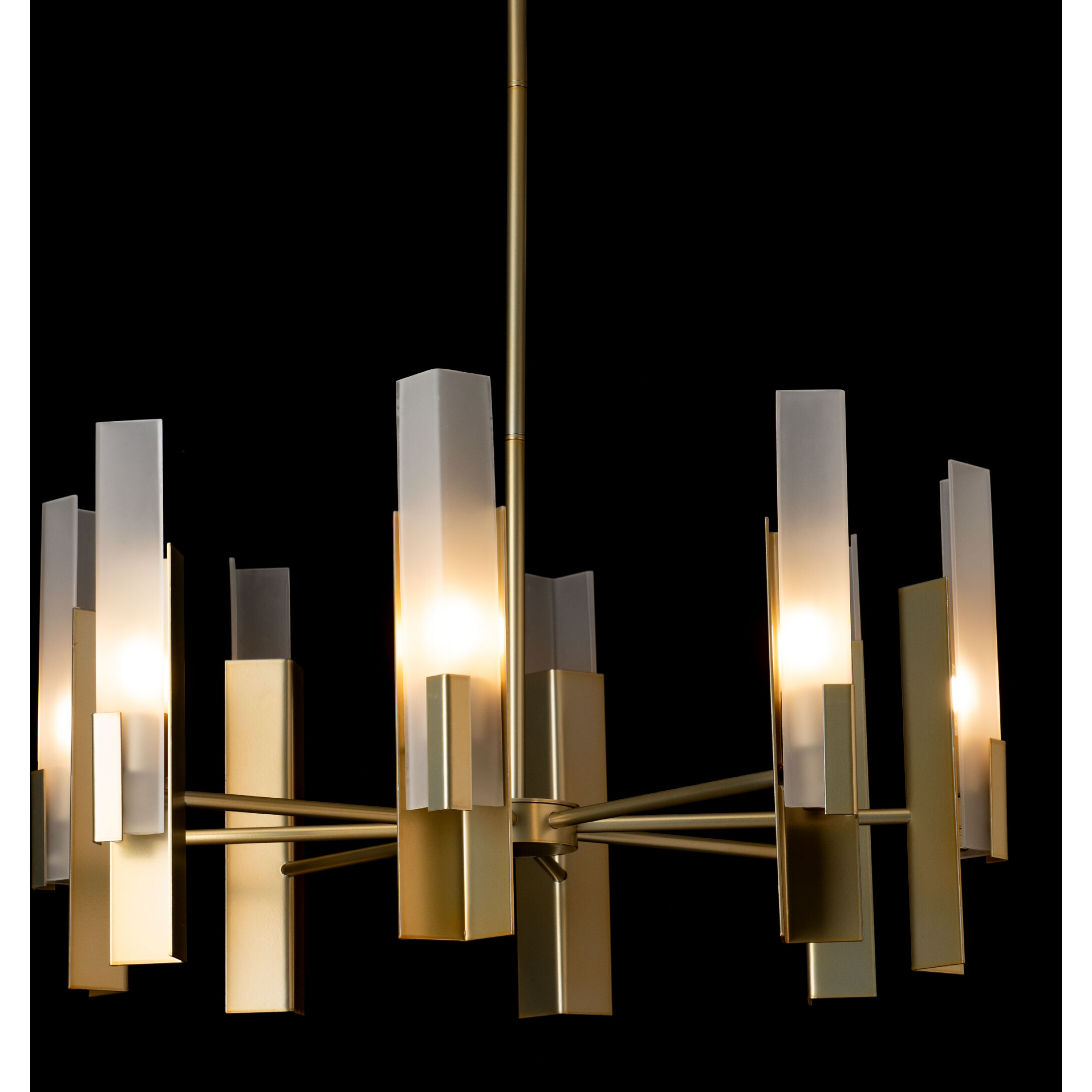 Summit 8 Light 31.2 inch Modern Brass Pendant Ceiling Light in Frosted