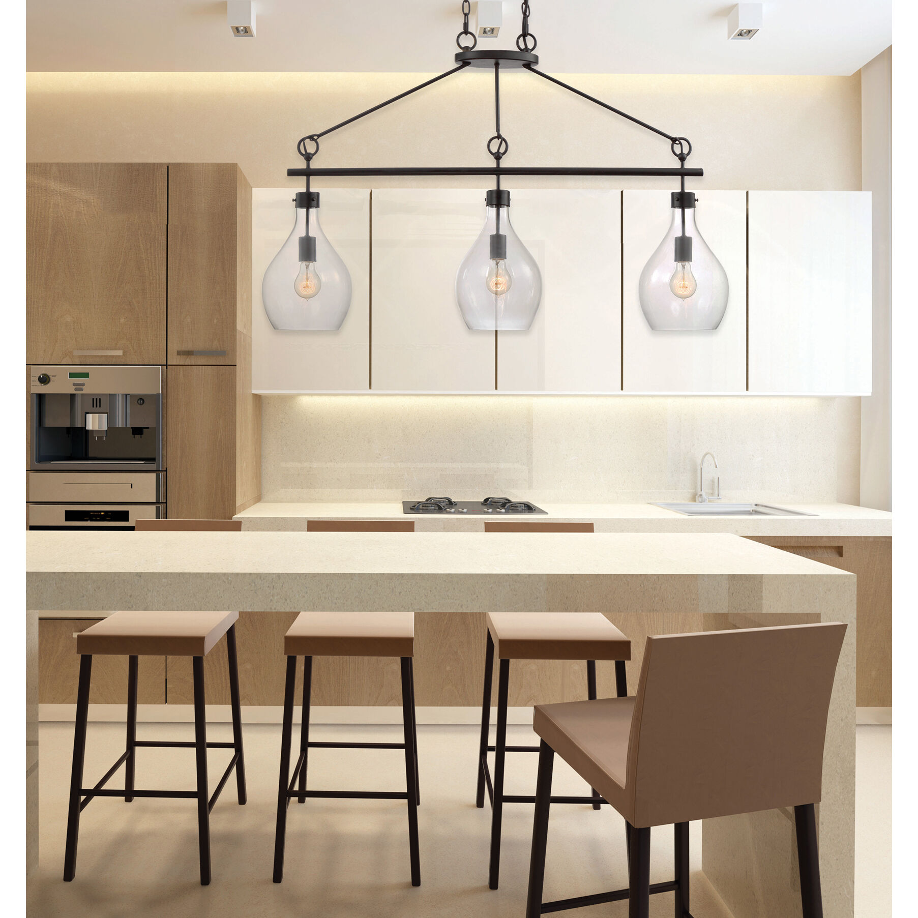 Pulaski 3 Light 42 inch Oiled Bronze Linear Chandelier Ceiling Light