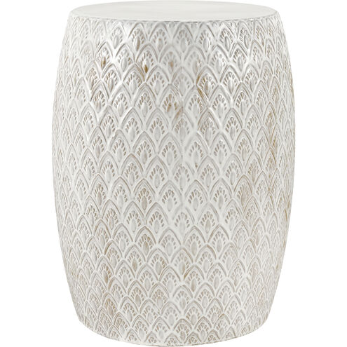 Hollywell 18 inch Cream Glazed with White Accent Stool