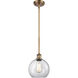 Ballston Athens LED 8 inch Brushed Brass Pendant Ceiling Light in Clear Glass, Ballston