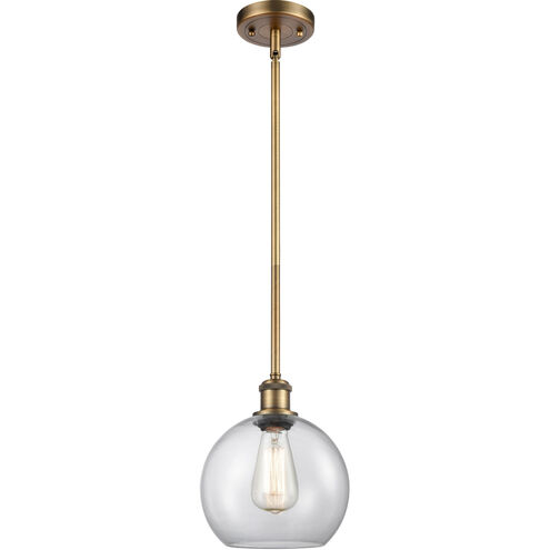 Ballston Athens LED 8 inch Brushed Brass Pendant Ceiling Light in Clear Glass, Ballston
