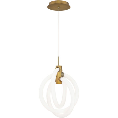 Knot LED 16.38 inch Aged Brass Pendant Ceiling Light in 3500K, dweLED