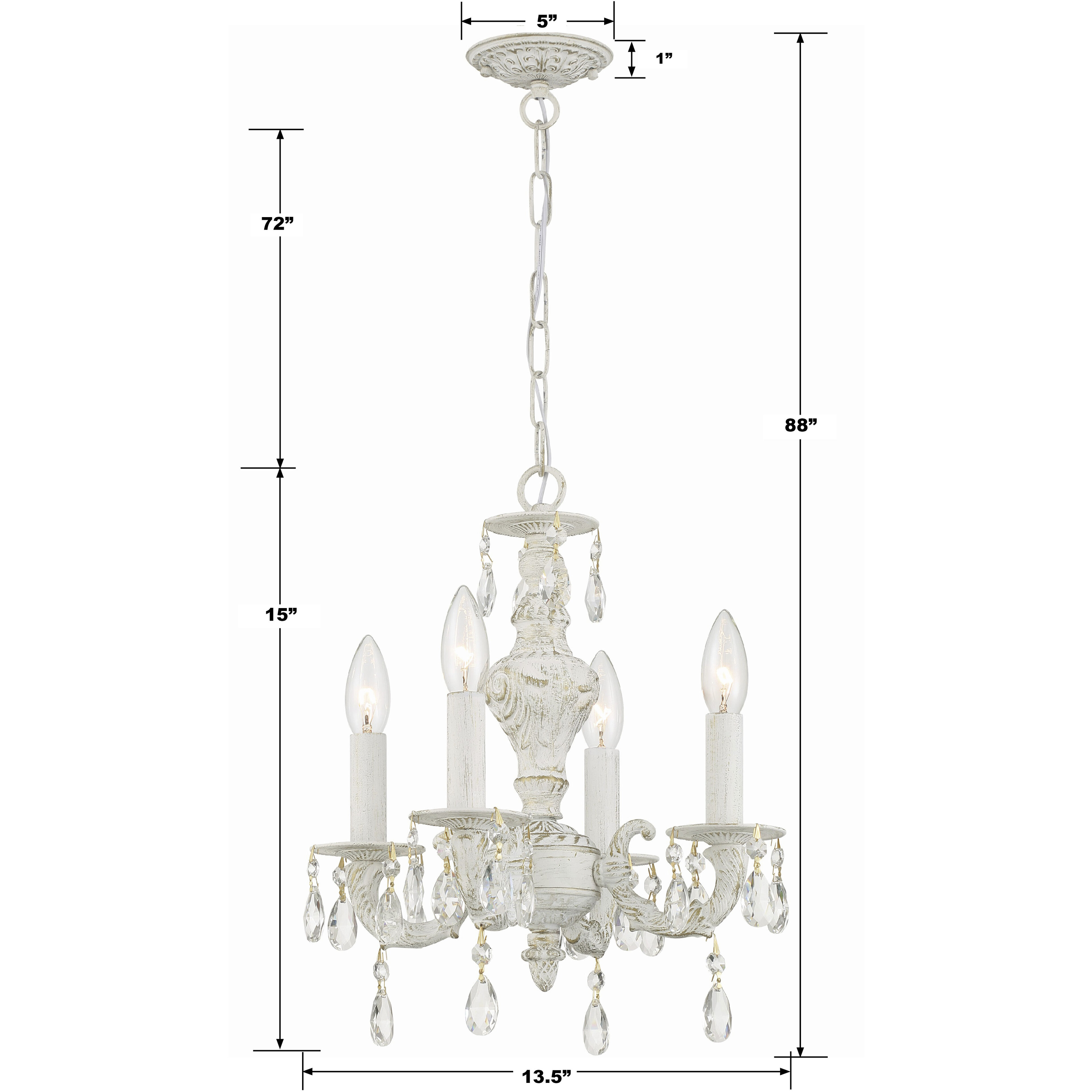 Paris Market 4 Light 13.5 inch Antique White Mini Chandelier Ceiling Light in Clear Hand Cut
