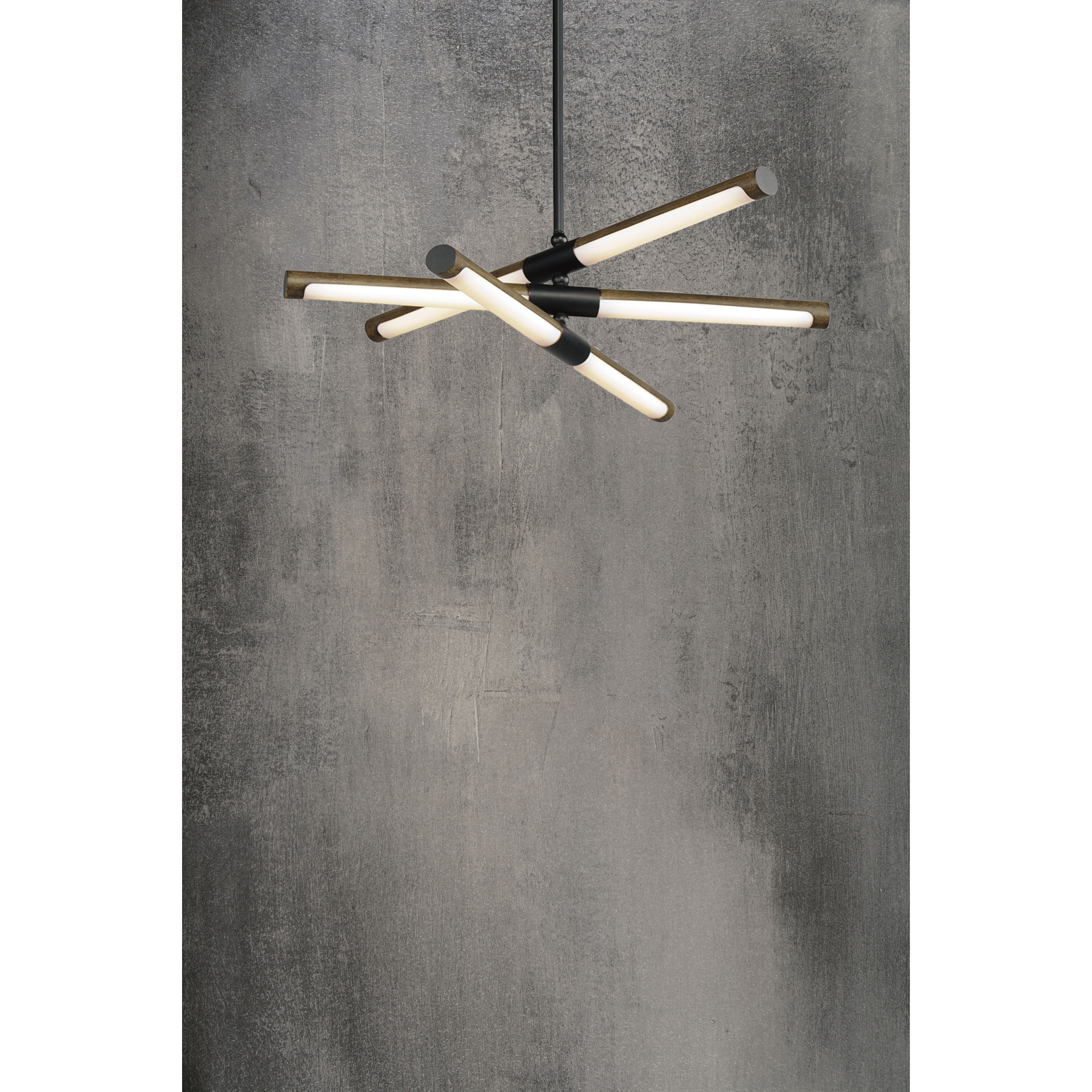 Rollo LED 28 inch Antique Pecan and Black Linear Pendant Ceiling Light