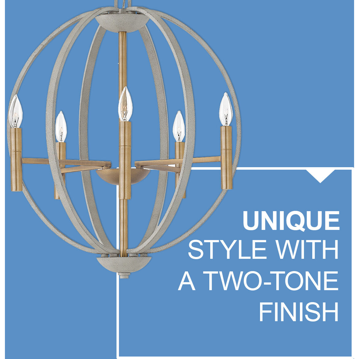 Euclid 6 Light 21.25 inch Cement Gray with Brushed Gold Indoor Chandelier Ceiling Light