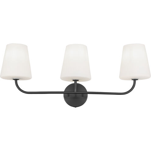 Eleanor 3 Light 26 inch Matte Black with White Vanity Light Wall Light