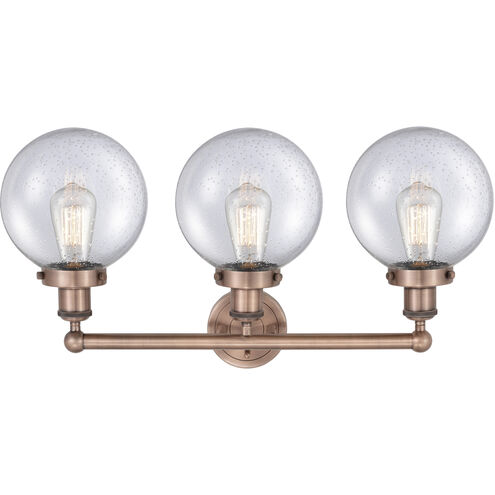 Beacon 3 Light 24.5 inch Antique Copper and Seedy Bath Vanity Light Wall Light