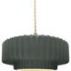 Radiance Collection - Pleated Tier Pendant Ceiling Light in Brushed Brass, Replaceable Bulb, Beige Twist Cord, Pewter Green, 14.5W x 5.25H, Form+Finish+Function