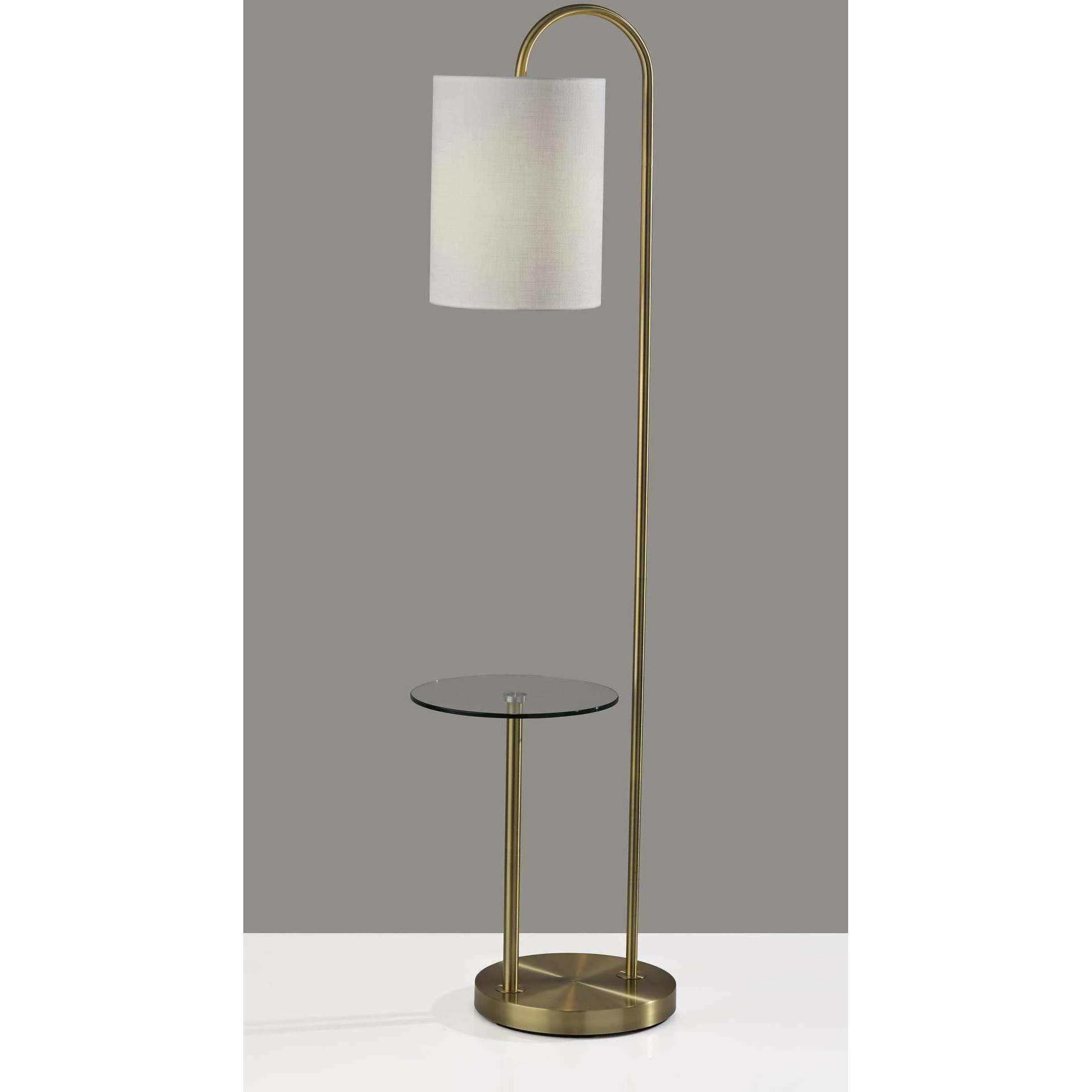 Amira 64 inch 60.00 watt Antique Brass Shelf Floor Lamp Portable Light