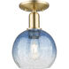 Downtown Urban Brookhaven Globe 1 Light 7.88 inch Champagne Bronze Semi-Flush Mount Ceiling Light in Sapphire Blue Glass