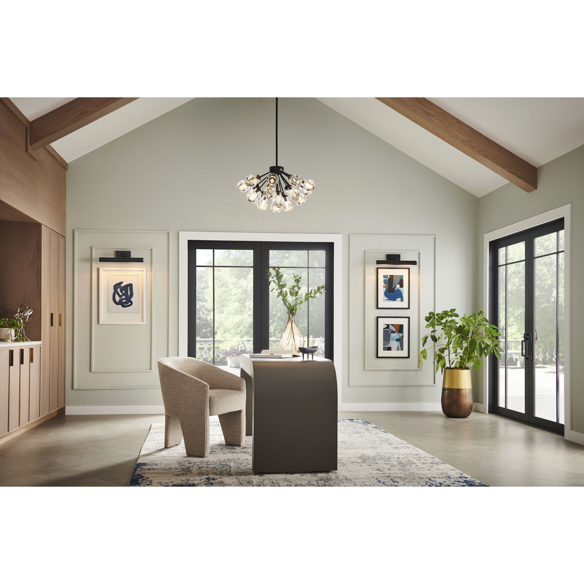 Elise LED 27.25 inch Black Chandelier Ceiling Light, Semi-Flush Mount