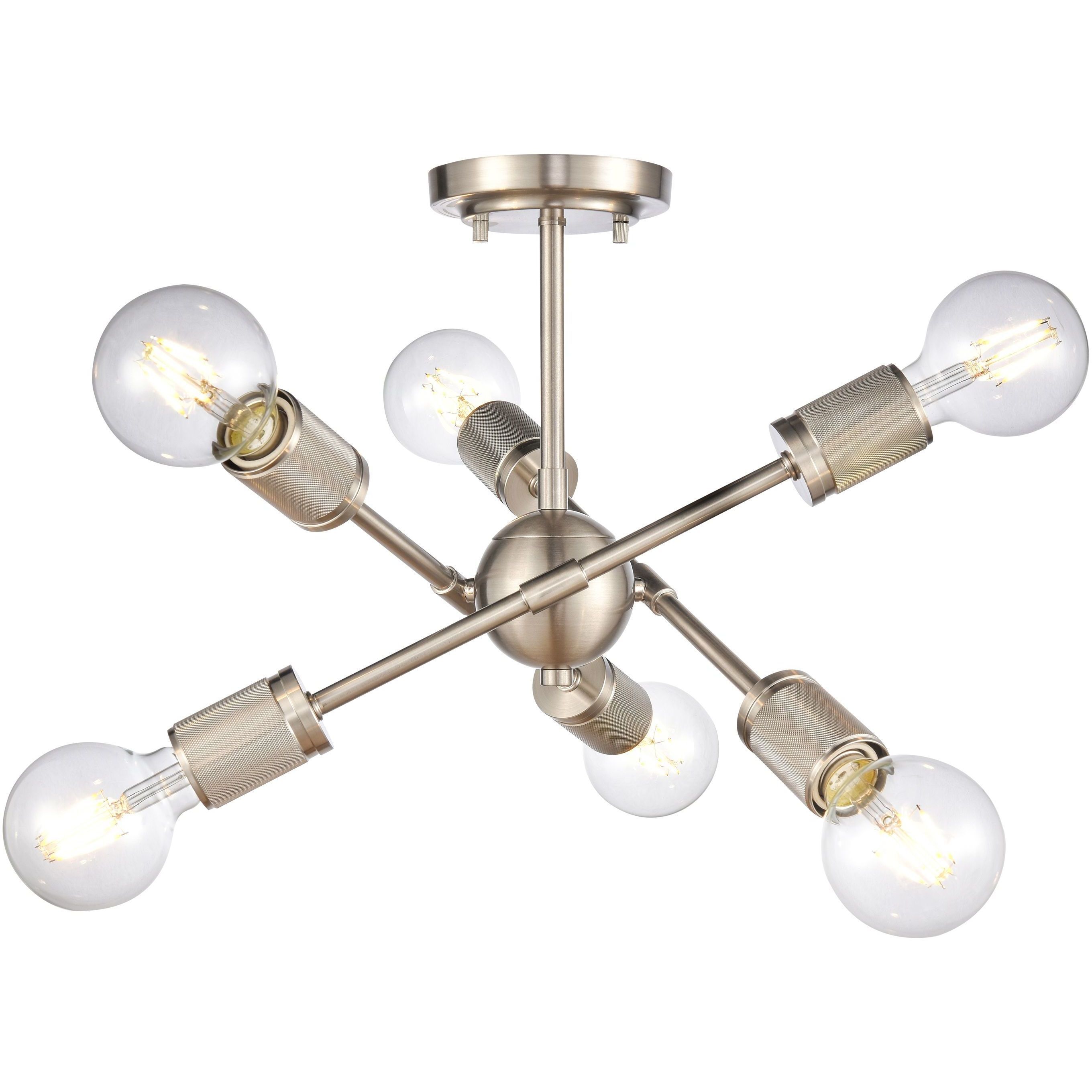 Module 6 Light 15 inch Satin Nickel Semi Flush Mount Ceiling Light
