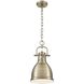 Duncan 1 Light 8.88 inch Aged Brass Pendant Ceiling Light, Small