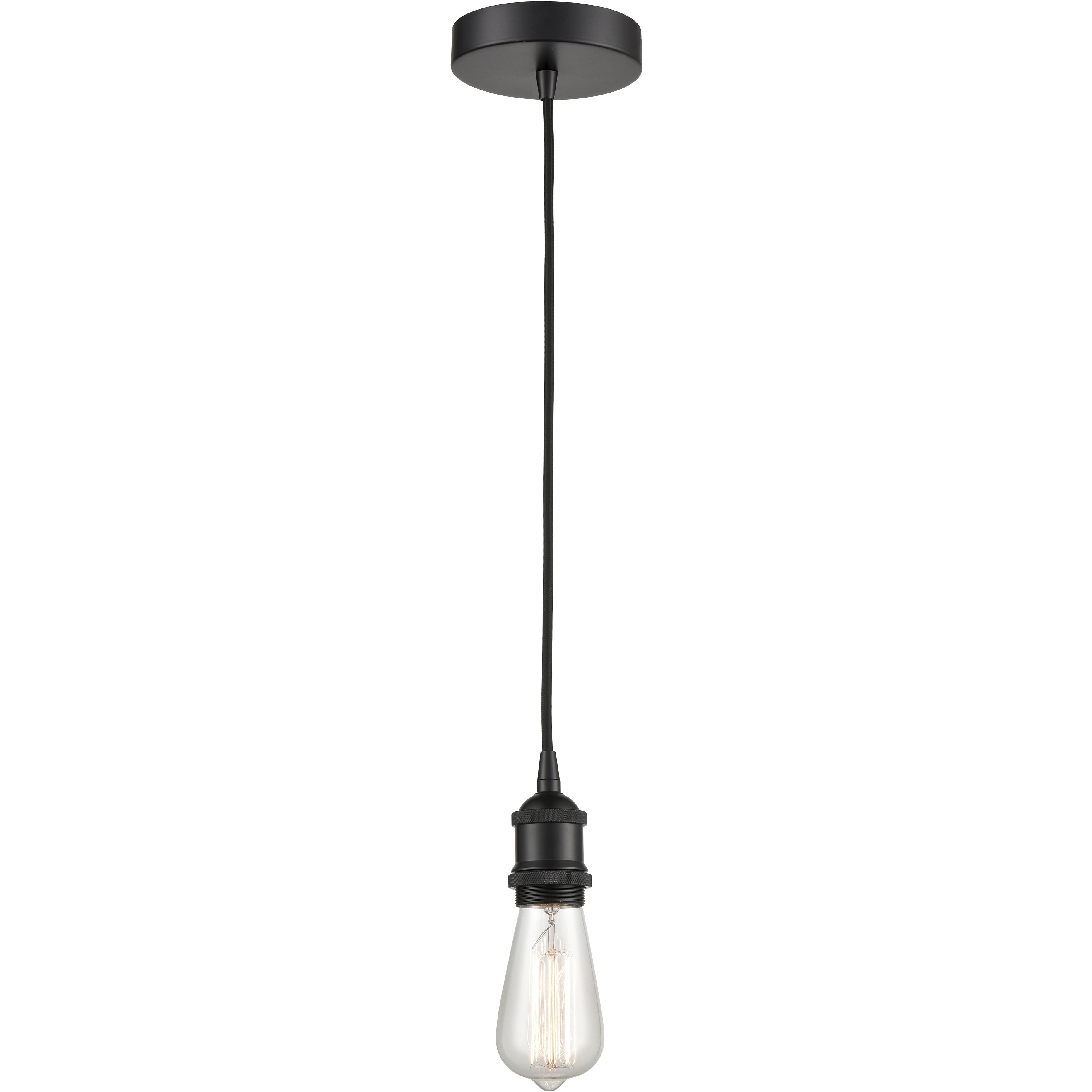 Franklin Restoration Edison 1 Light 3 inch Matte Black Mini Pendant Ceiling Light, Franklin Restoration