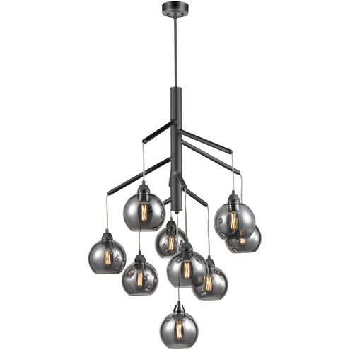 Andromeda 9 Light Graphite Foyer Pendant Ceiling Light in Smoke Glass
