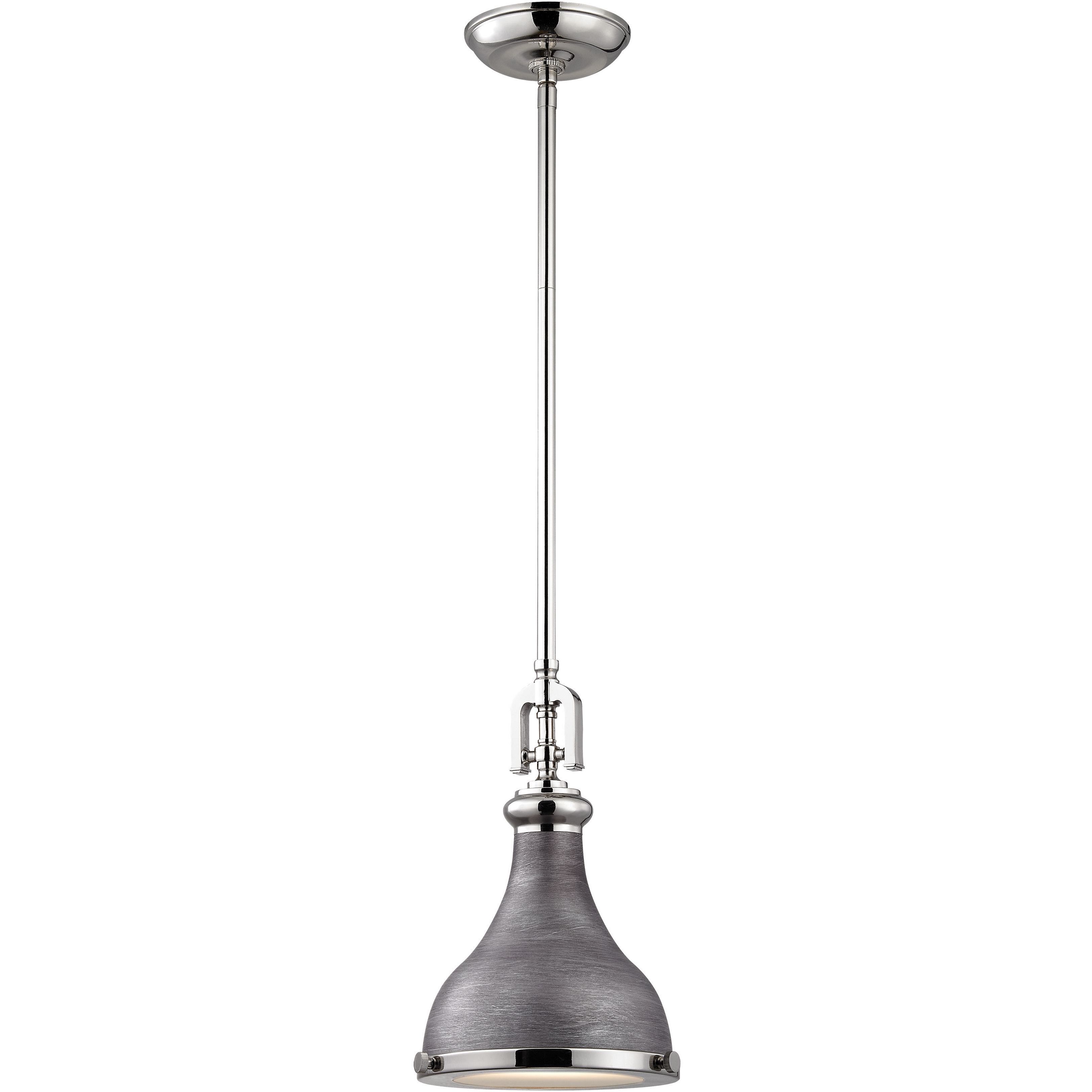 Rutherford 1 Light 9 inch Weathered Zinc with Polished Nickel Mini Pendant Ceiling Light