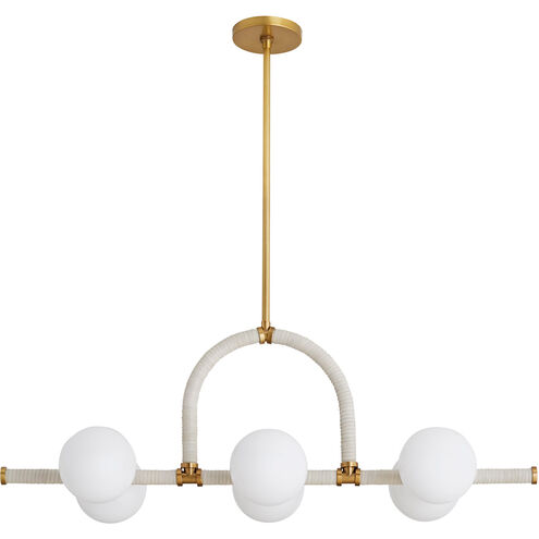 Harrison 6 Light 42 inch Antique Brass Linear Chandelier Ceiling Light