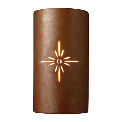 Sun Dagger Cylinder 2 Light 8 inch Mocha Travertine Wall Sconce Wall Light in Incandescent, Sunburst, Large