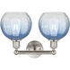 Edison Brookhaven Globe 2 Light 17 inch Brushed Satin Nickel Bath Vanity Light Wall Light in Sapphire Blue Glass