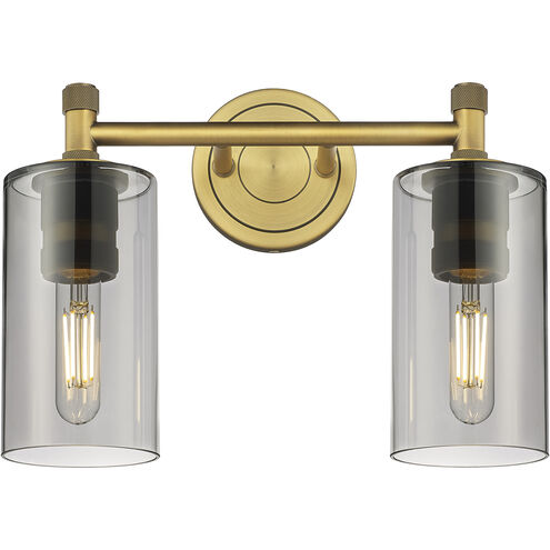 Downtown Urban Crown Point 2 Light 13.88 inch Brushed Brass Bath Vanity Light Wall Light in Plated Smoke