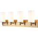 Candela 4 Light 29.13 inch Aged Gold Brass Wall Sconce Wall Light in Aged Gold Brass and Opal Glass