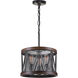 Parsh 3 Light 16 inch Pewter Drum Shade Chandelier Ceiling Light
