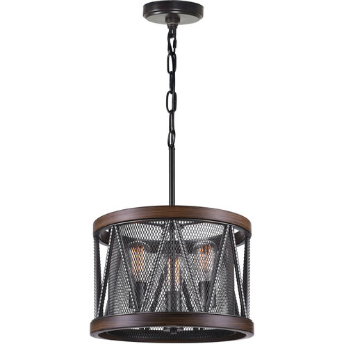Parsh 3 Light 16 inch Pewter Drum Shade Chandelier Ceiling Light