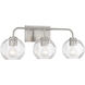 Baldwin 3 Light 24 inch Satin Nickel Bathroom Vanity Light Wall Light, Lighting One