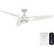 Inez 60 inch Brushed Nickel with Fresh White Blades Outdoor Ceiling Fan