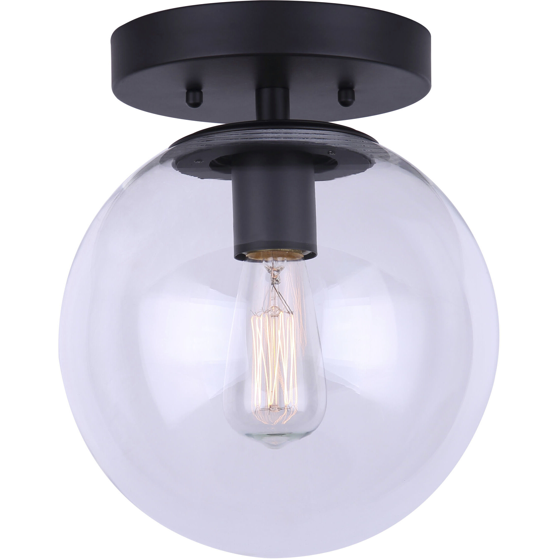 Camilo 1 Light 8 inch Matte Black Flush Mount Ceiling Light in Clear Glass