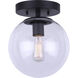 Camilo 1 Light 8 inch Matte Black Flush Mount Ceiling Light in Clear Glass