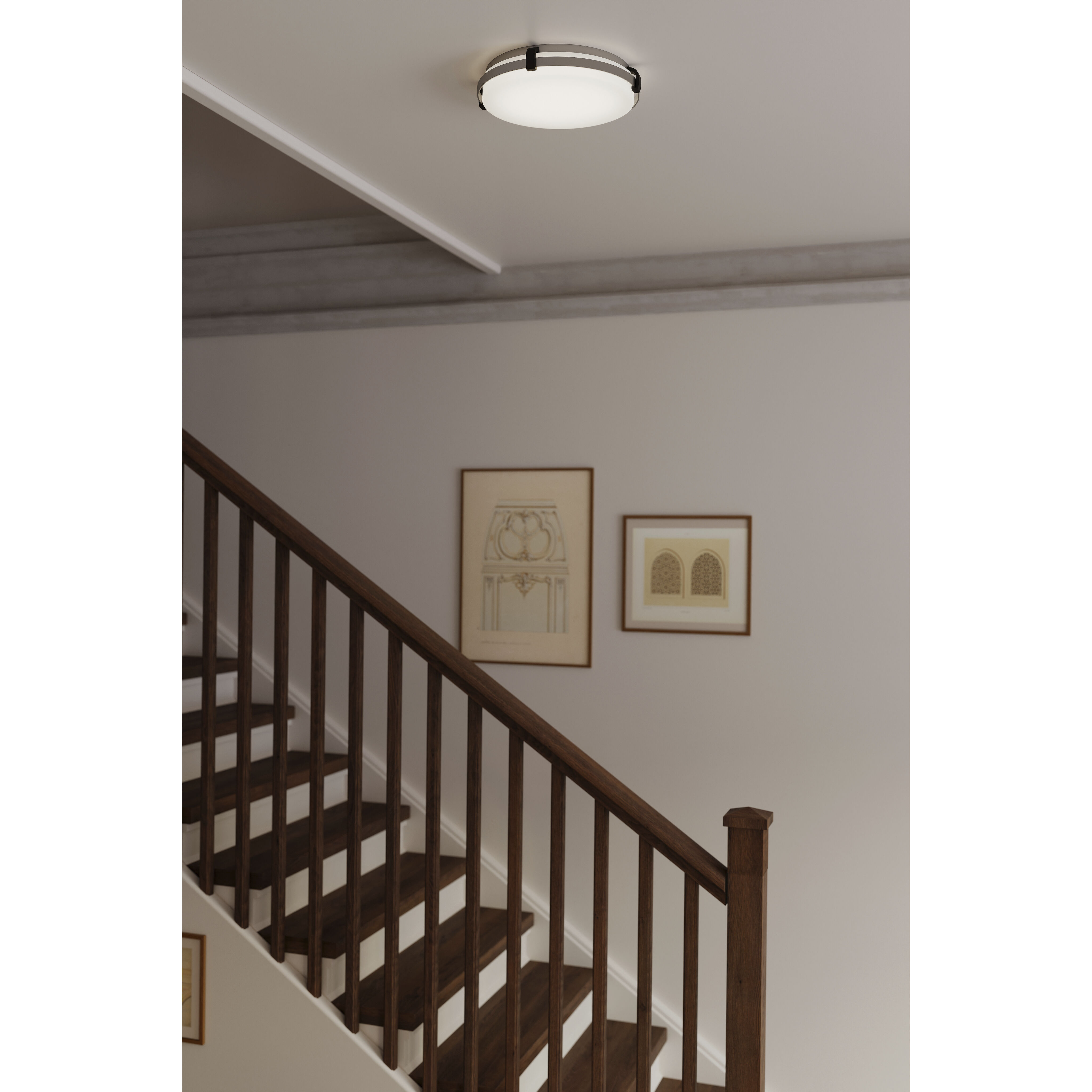 Arclume LED 14.75 inch Chrome and Dark Matte Black Flush Mount Ceiling Light
