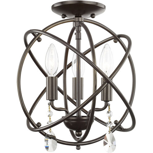 Aria 3 Light 12 inch English Bronze Convertible Mini Chandelier/Ceiling Mount Ceiling Light