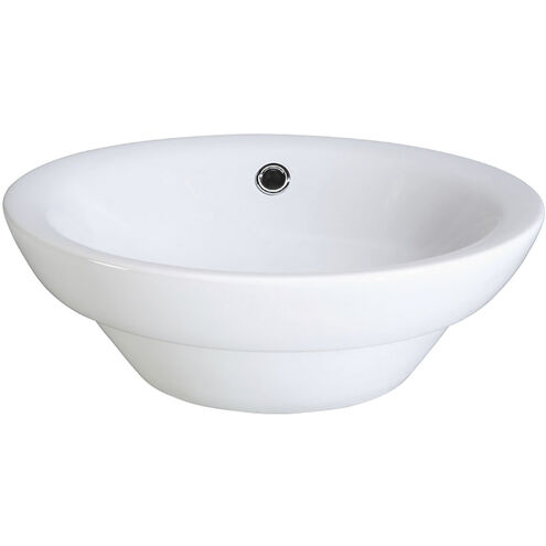 Semi-Recessed Vessel Sink 16.9 X 16.9 X 5.5 inch White Bathroom Sink