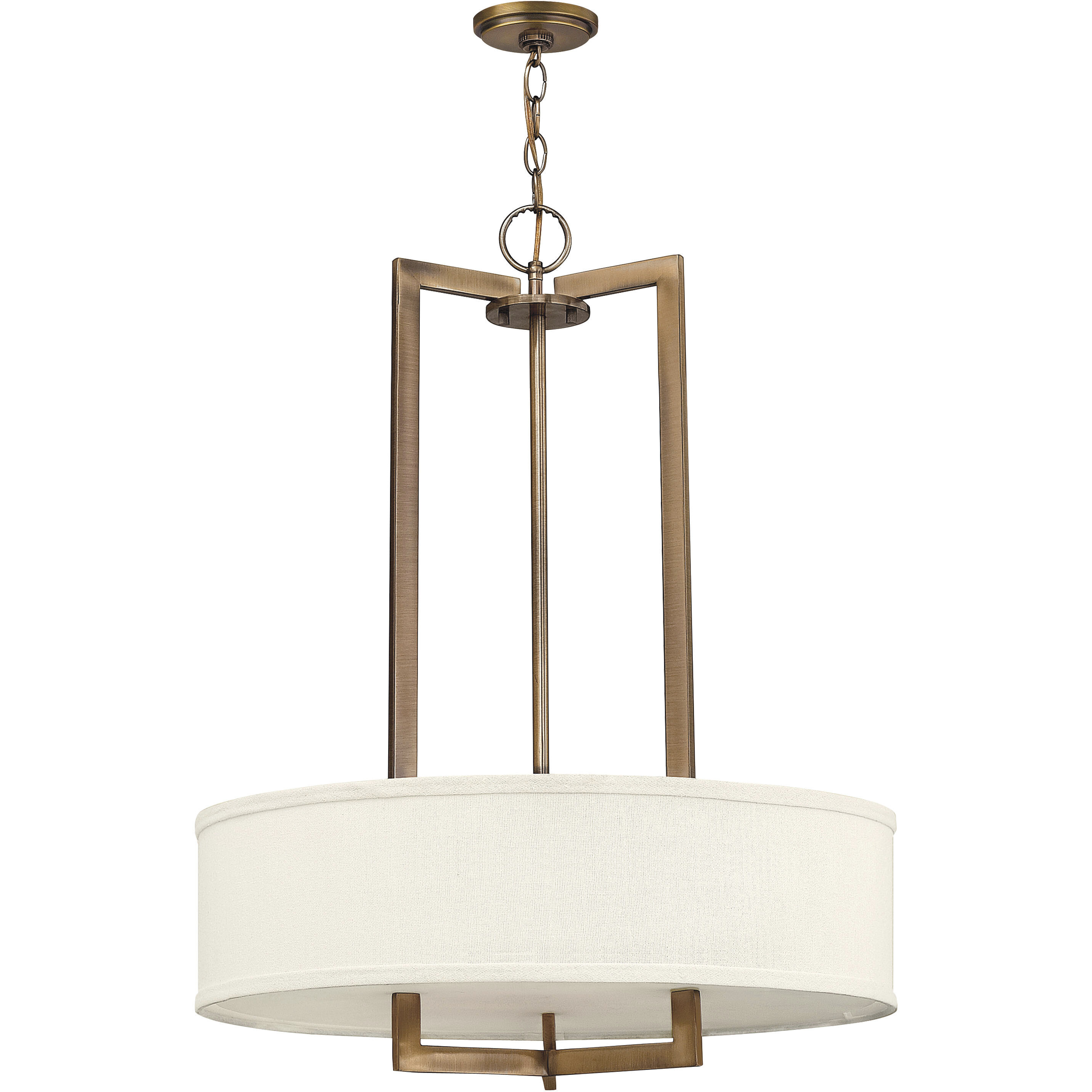 Hinkley 3204BR Hampton 3 Light 26 inch Brushed Bronze Indoor Chandelier Ceiling Light in Non LED
