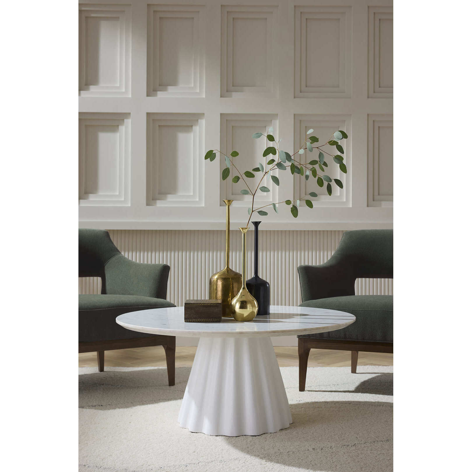 Rinny 38 inch White and White Gesso Coffee Table