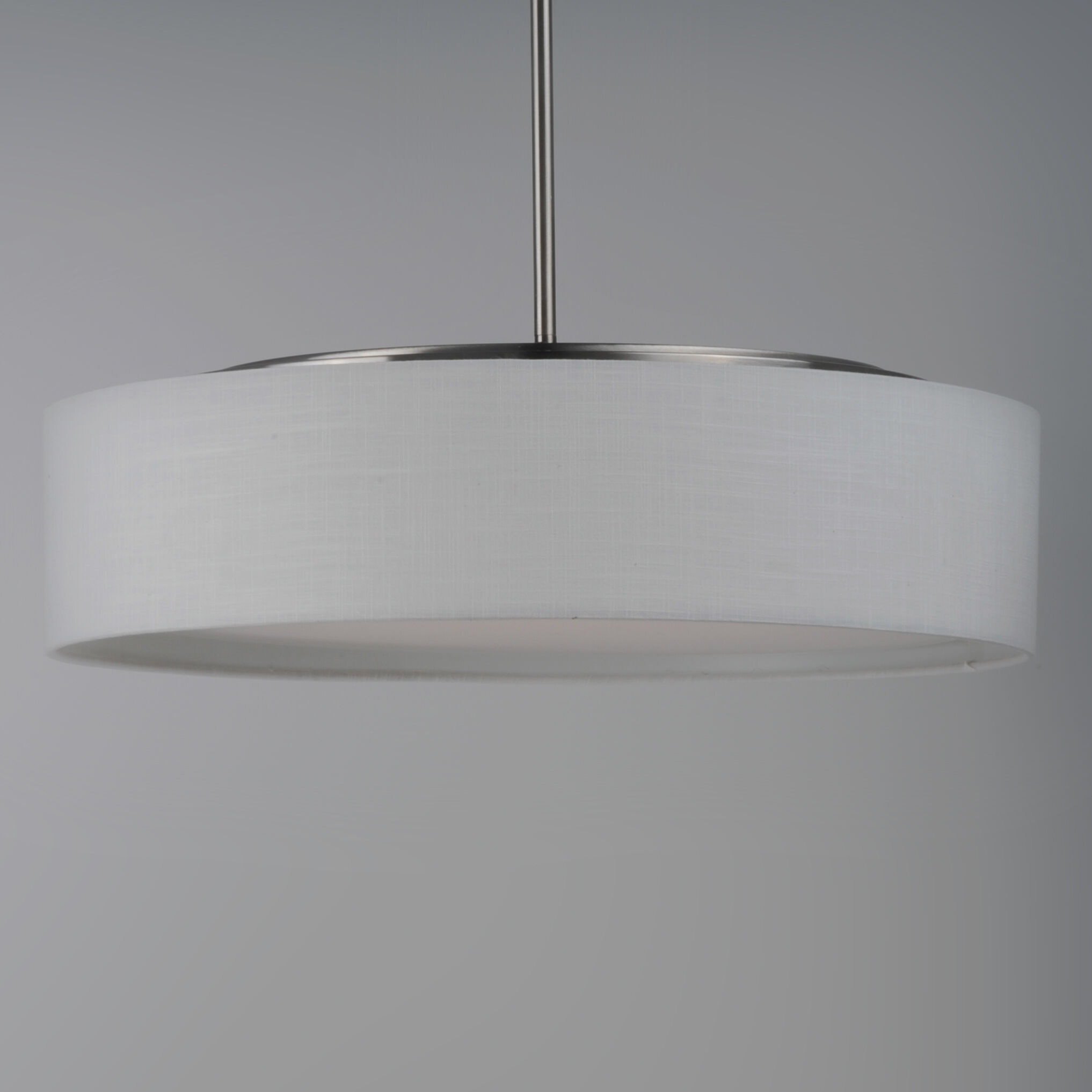 Prime LED 20 inch Satin Nickel Single Pendant Ceiling Light in White Linen