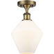 Ballston Cindyrella 1 Light 8 inch Brushed Brass Semi-Flush Mount Ceiling Light in Incandescent, Matte White Glass