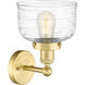 Bell 1 Light 6.5 inch Satin Gold Sconce Wall Light in Clear Deco Swirl Glass, Large