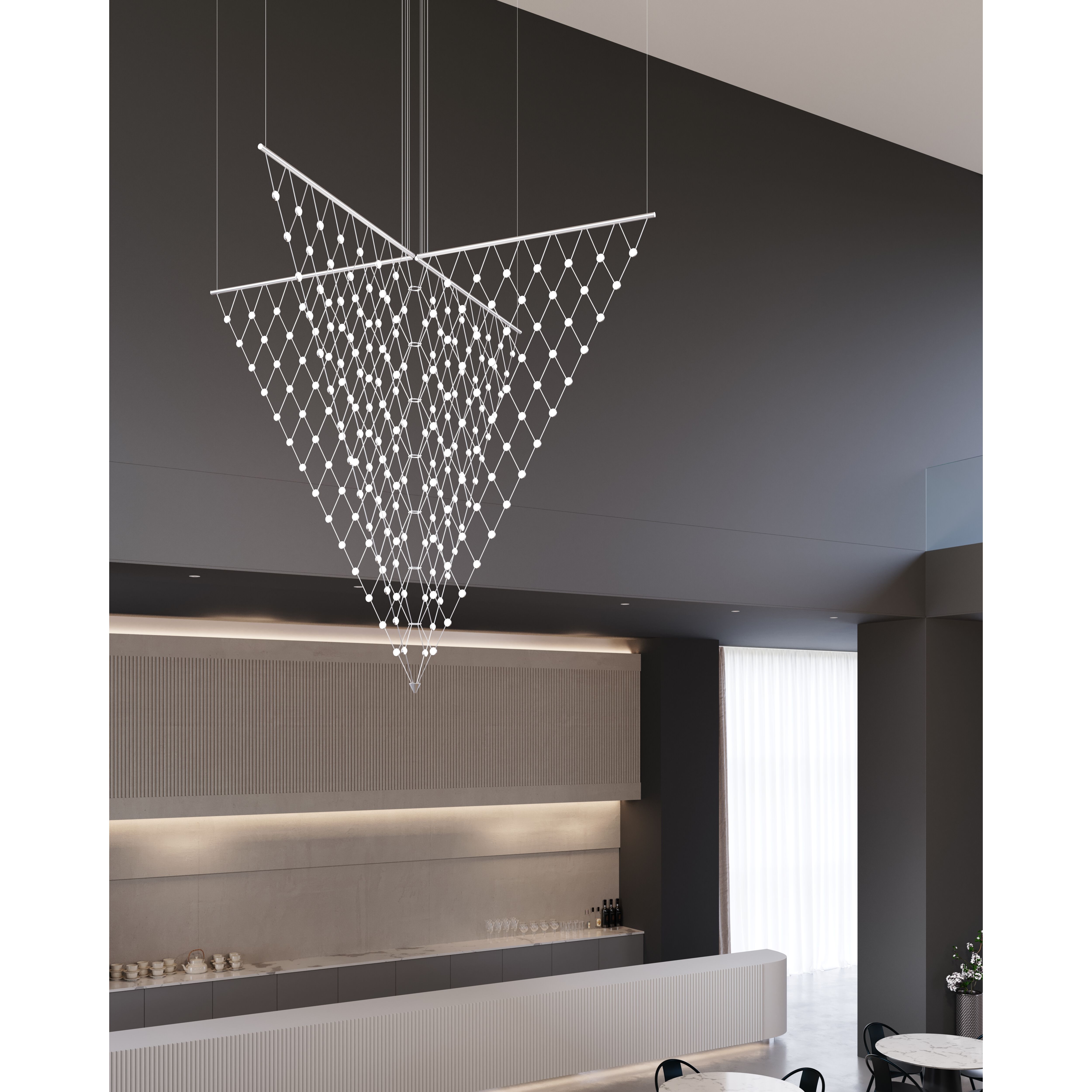 Constellation Galaxy Matrix LED 109 inch Bright Satin Aluminum Pendant Ceiling Light